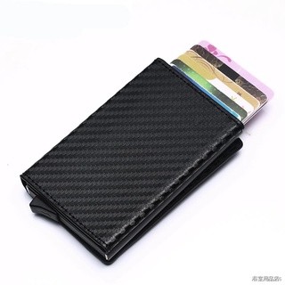 ✧﹍☼ZOVYVOL  Credit Card Holder 2021 New Aluminum Box Card Wallet RFID PU Leather Pop Up Card Case Magnet Carbon Fiber Co