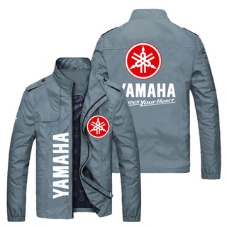 เสื้อแจ็กเก็ตลําลอง พิมพ์ลายโลโก้ Yamaha ทรงหลวม สไตล์สปอร์ต สําหรับผู้ชาย