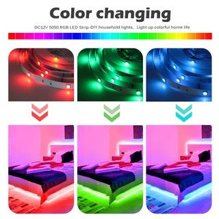 【รับประกัน10ปี】ไฟเเต่งห้อง ไฟ LED แบบเส้น RGB การซิงโครไนซ์เพลง การไล่ระดับสีที่มีสีสัน ขนาด 5ม.