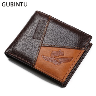 Gubintu กระเป๋าสตางค์ หนังแท้ 100% ใบสั้น มีซิป ใส่เหรียญ และบัตรได้ สําหรับผู้ชาย