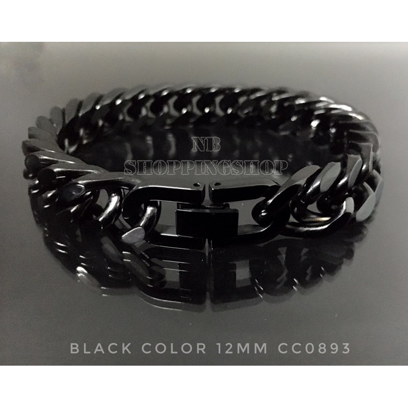 B-248 สร้อยข้อมือสแตนเลส  เลสดำ  กว้าง8mm 10mm 12mm เลสข้อมือBlack color สร้อยข้อมือสแตนเลสแท้ ข้อมือเกรดพรีเมี่ย