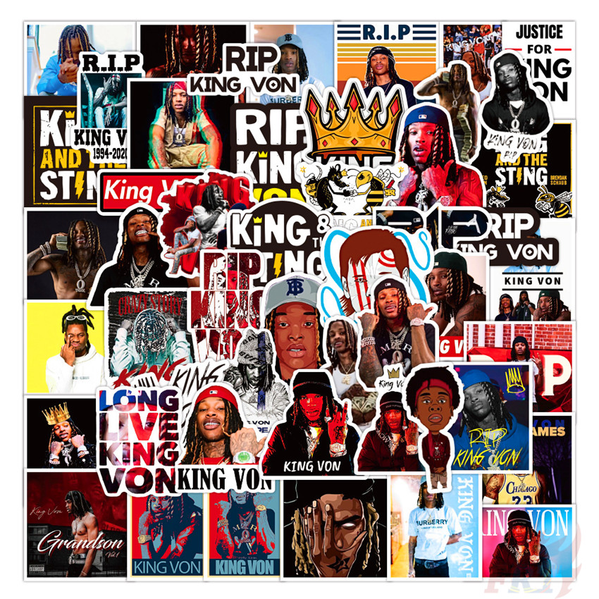 ❉ RIP King Von - สติ๊กเกอร์ Rapper Singer ❉ 50 ชิ้น/เซ็ต DIY แฟชั่นสติ๊กเกอร์กันน้ํา Doodle สติ๊กเกอร์