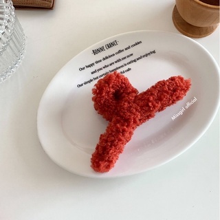 🍒พร้อมส่ง🍒 Fluffy clip - กิ๊ฟขนปุยสีแดง ,กิ๊ฟคริสต์มาส ,กิ๊ฟตรุษจีน