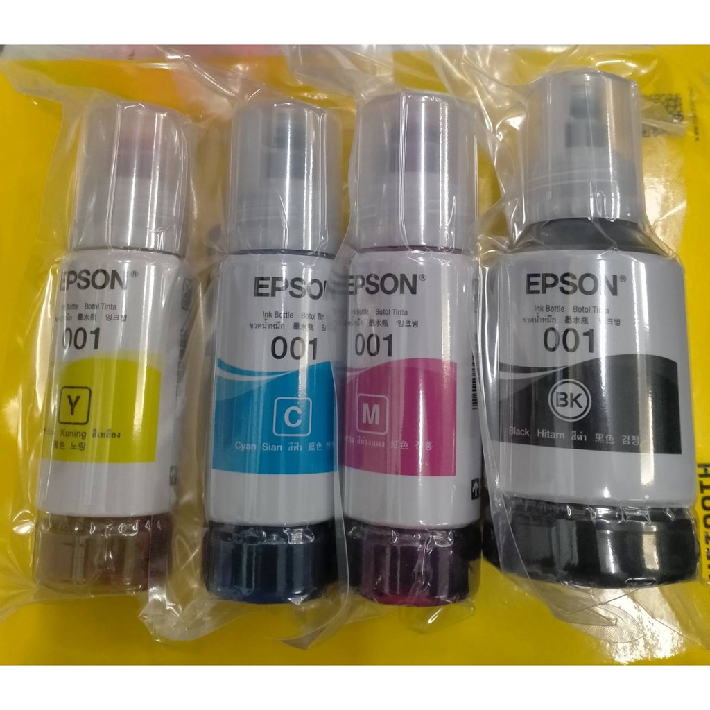 หมึกแท้EPSON 001ชุด4สีL4160/L/L6190/6170/L ดำ น้ำเงิน แดง เหลือง