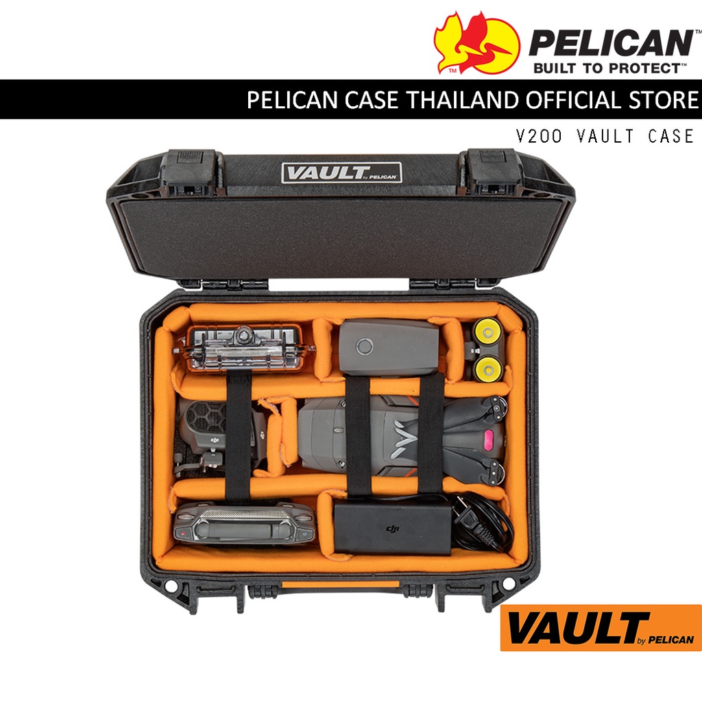 Pelican V200 Vault Case with Padded Divider - กระเป๋ากันน้ำกันกระเเทก