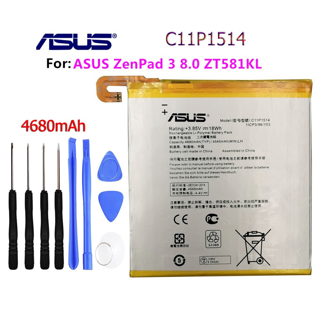 Original ASUS แบตเตอรี่ สำหรับ ASUS ZenPad 3 8.0 ZT581KL C11P1514 4680MAh + เครื่องมือฟรี