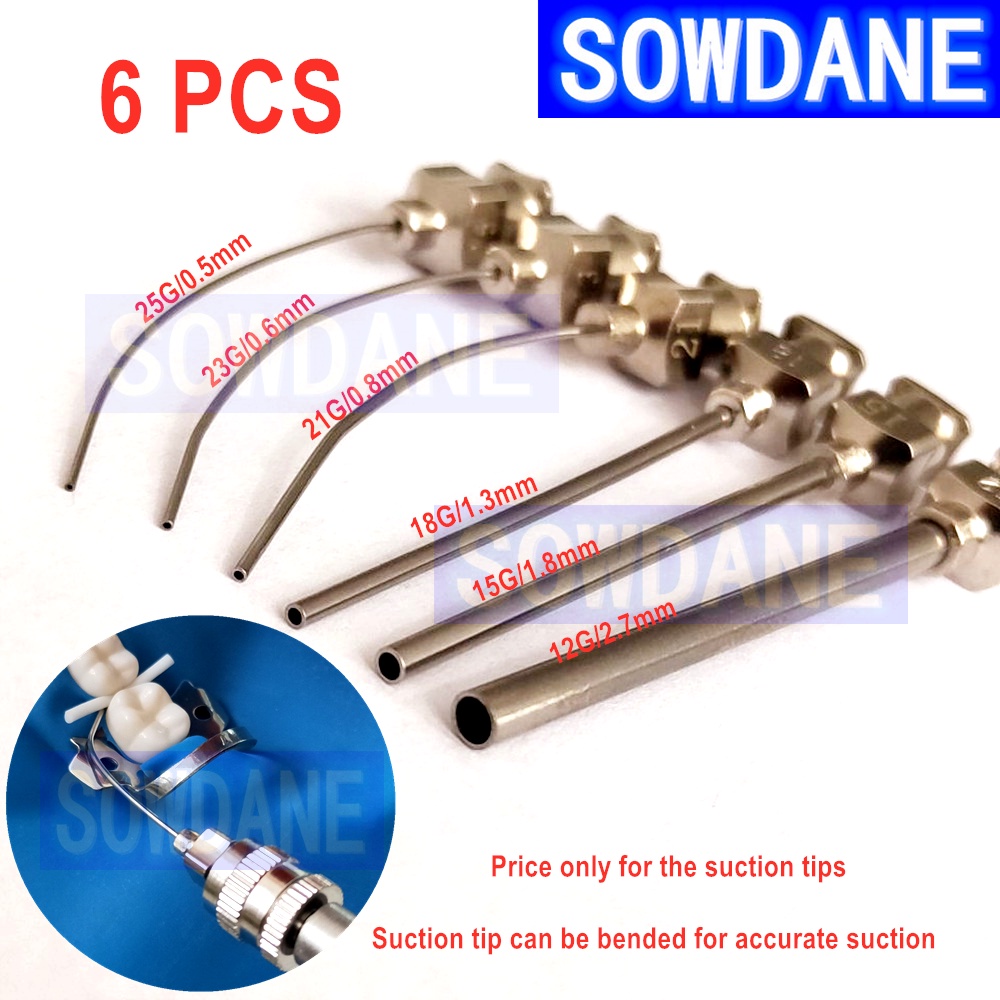 6pcs Dental Saliva Ejector Tips Suction Tip for Accurate Scution Root Canal Irrigation Suction Stain