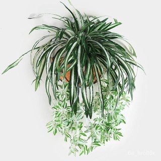 Nicehome Artificial Flowers Plants Wall Hanging Chlorophytum Potted Green Plants Home Living Room Decor母婴/鲜花/男装/花园/头饰/香菜