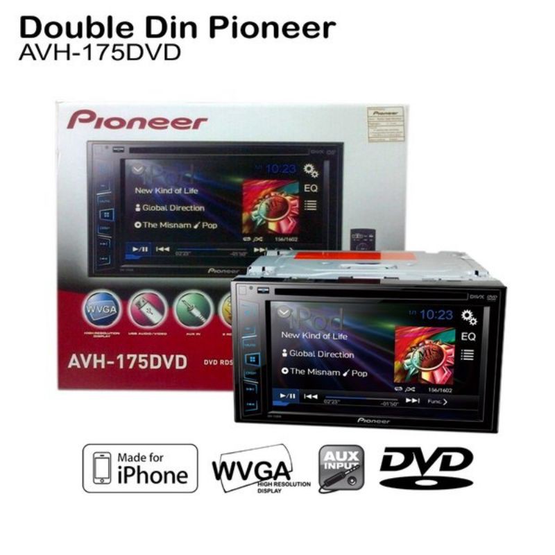 PIONEER AVH-175DVD DOUBLE DVD PLAYER รถ MULTIMEDIA AV RECEIVER 6.2" WVGA TOUCHSCREEN AVH175DVD 2DIN 