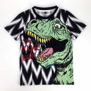 HLurban เสื้อยืดเด็ก คอกลม แขนสั้น พิมพ์ลายไดโนเสาร์ Dinosaur ทีเร็กซ์ T-rex ใส่ได้ทั้งเด็กผู้ชาย เด็กผู้หญิง ผ้าดี