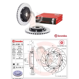 09 A190 13 จานเบรค ล้อ R (ยี่ห้อ BREMBO) รุ่น HC UV PVT NISSAN GTR (R35) 3.8 ปี 2007-&gt;