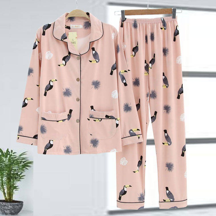 ชุดนอน ชุดนอนด้าย 80 250jin Pajamas Women Spring Autumn And Winter