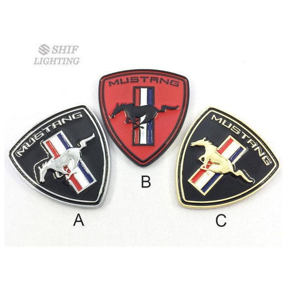 เพจสามเหลี่ยม โลโก้ ฟอร์ด มัสแตง งานโลหะ Metal Mustang Horse Logo Car Auto Emblem Badge Sticker Deca