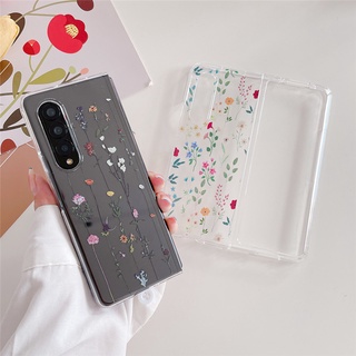 เคสโทรศัพท์มือถือ PC แข็ง แบบใส กันกระแทก ลายดอกไม้ หลากสี สําหรับ Samsung Galaxy Z Fold 3 5G Z Fold 3 Fold 3 Samsung Z Fold 3 Z3