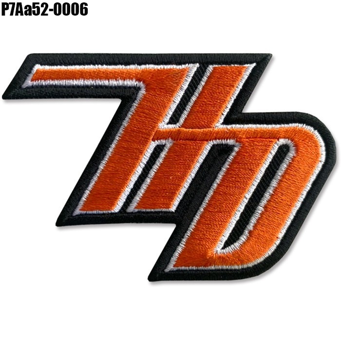 อาร์มปักลาย HARLEY EST-1903 วงกลม ปักดำขาวส้มพื้นโพลีดำ /Size 8*8cm งานปักระเอียดคุณภสพดี รุ่น P7Aa52-0005