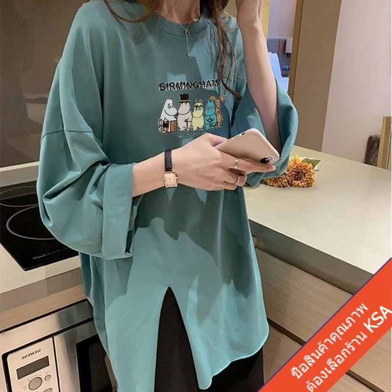 เสื้อแฟชั่นผู้หญิงแขนยาว oversize เสื้อผ้าแฟชั่นสาวอวบ เสื้อโอเวอร์ไซส์เกาหลีใหญ่ ทรงหลวมสกรีนลายการ์ตูน xxl thumbnail 9