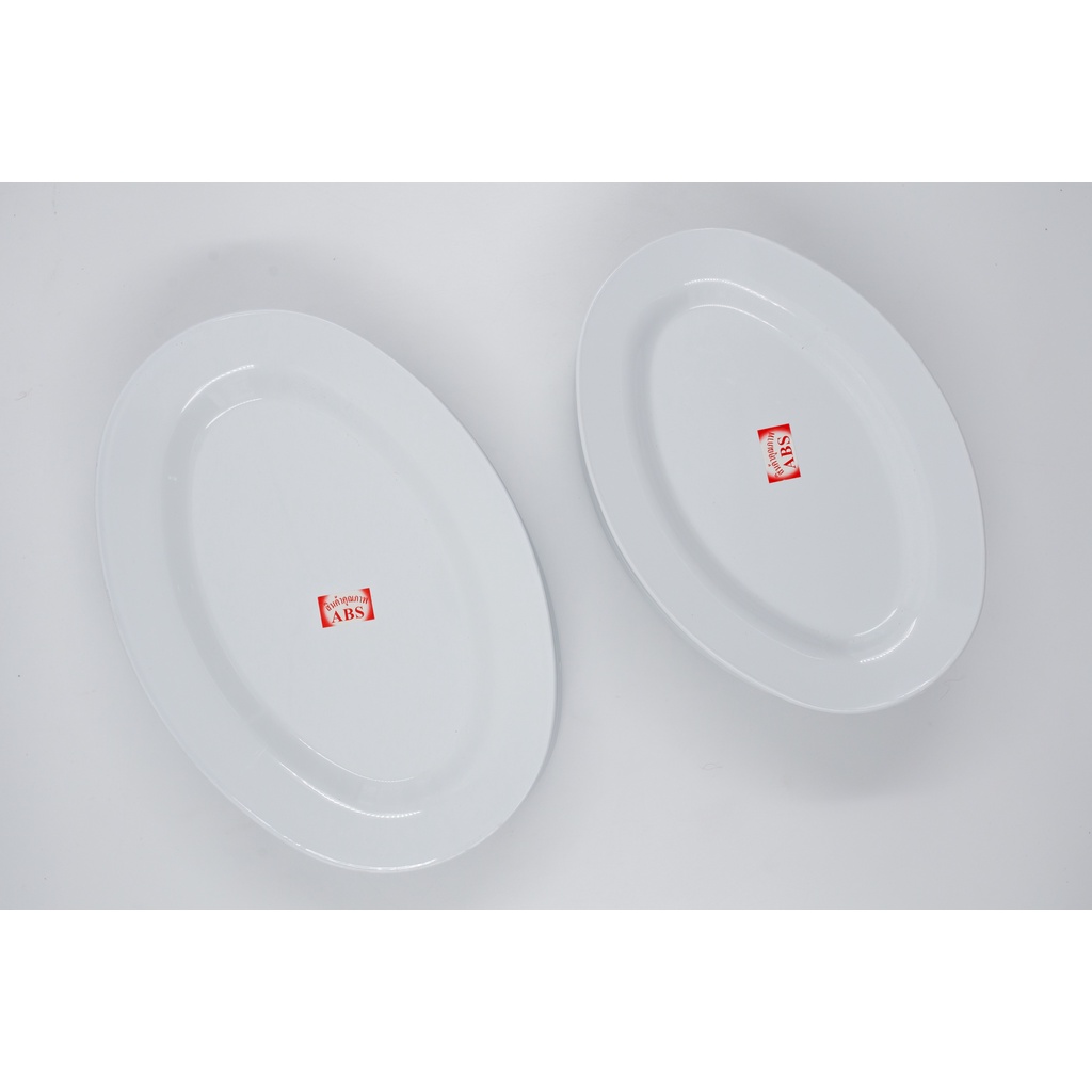 จานเปลพลาสติก (12 ใบ) ทรงวงรี ใส่อาหาร ขนาด 8-12 นิ้ว