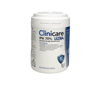 Clinicare IPA 70% ทิชชู่เปียกฆ่าเชื้อ เกรดโรงพยาบาล HGD Alcohol Wipes กระป๋องฟ้า (180แผ่น) ทิชชู่เปียกแอลกอฮอล์