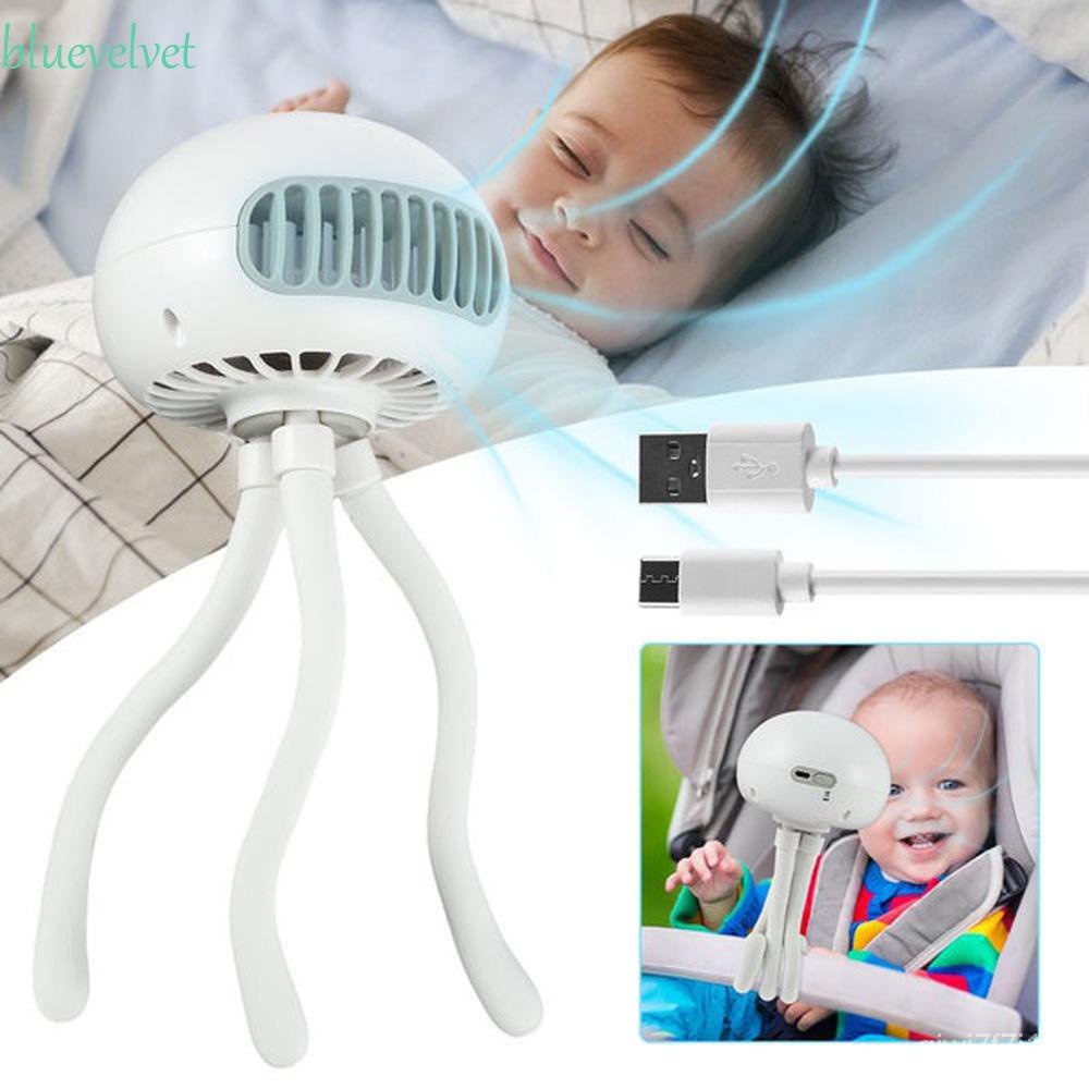BLUEVELVET Small Clip Fan Silent Air Cooler Stroller Fan Baby Car Fan Travel Portable 3 Speed Outdoor With Flexible Trip