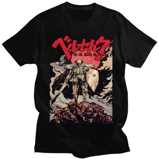 เสื้อยืดลําลอง แขนสั้น พิมพ์ลายกราฟฟิคมังงะ Berserk Guts Skull Knight สไตล์ฮิปฮอป สตรีท ฮาราจูกุ สําหรับผู้ชาย