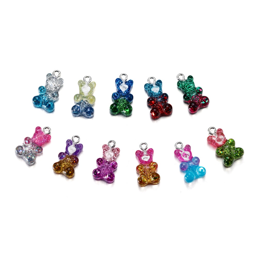St.kunkka10pcs น่ารักเรซิ่น Candy Gummy Bear จี้ต่างหูจี้สําหรับ DIY เครื่องประดับสร้อยคอพวงกุญแจจี้อุปกรณ์เสริม