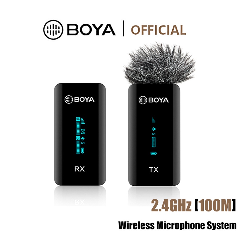 Boya BY-XM6-S1 Wireless Lavalier Microphone (100 ม.) 2.4GHz พร้อมหน้าจอ OLED ตรวจสอบแบบเรียลไทม์ สําหรับสมาร์ทโฟน