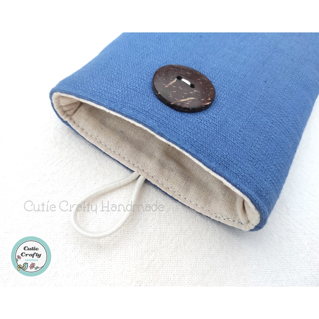 Fabric Phone Case ซองใส่โทรศัพทมือถือผ้าฝ้ายคอตตอน สีพื้น บุใยนุ่มกันกระแทก ใส่มือถือได้หลายรุ่น (Free Size) - รูปที่ 2