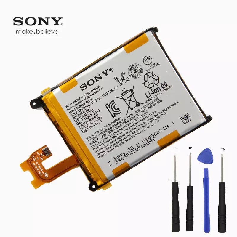 แบตเตอรี่สำหรับ Sony Xperia Z2 L50 L50W L50U L50T D6502 D6503 LIS1543ERPC 3200 มิลลิแอมป์ รับประกัน3