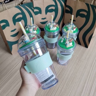 พร้อมส่งแก้ว Starbucks รุ่น Spring Picnic Dome Coldcup แก้วสตาร์บัครุ่นโดมสีเขียวมิ้น  ☘️☘️ ลายหมีปิกนิค