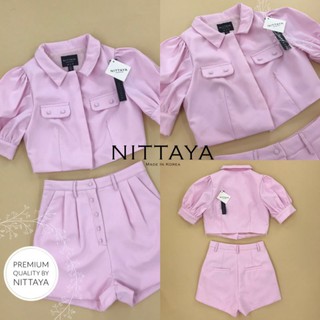 ป้าย NITTAYA : set เสื้อแขนตุ๊กตา+กางเกงขาสั้นสีชมพู