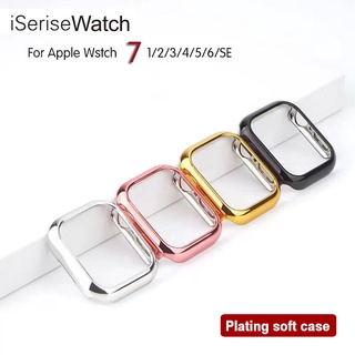 เคสป้องกันหน้าจอ ชุบ TPU สําหรับ Apple Watch Series 7 1 2 3 4 5 6 SE iWatch 41 มม. 45 มม. 42 มม. 38 มม. 40 มม. 44 มม.