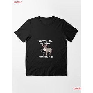 Luner เสื้อยืดลำลอง i like my dogs and donkeys and may be 3 people shirt Essential T-Shirt Mens Womens T-shirts