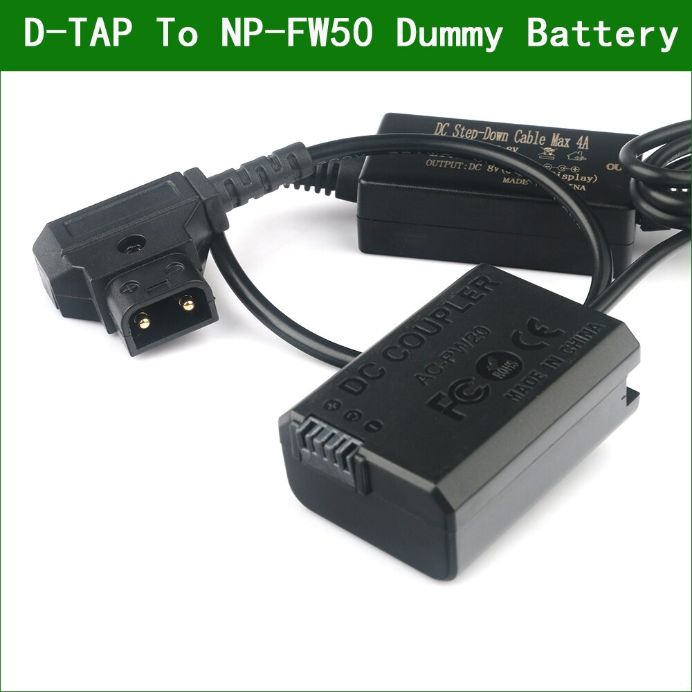 D-TAP To NP-FW50 Dummy แบตเตอรี่ AC-PW20 DC Coupler สําหรับ Sony NEX-3 5 6 7 C3 F3 SLT-A33 A35 A37 A
