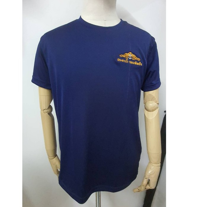 เสื้อยืดสีกรมท่า ปักลาย สมอ กองทัพเรือ