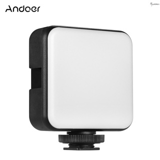 Andoer W36 ไฟ Led ขนาดมินิ 5600K หรี่แสงได้ 4W Type-C แบตเตอรี่ในตัวแบบชาร์จไฟในตัวพร้อม 3 เมาท์ขาตั้งสําหรับติดรองเท้า