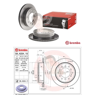 09 A334 11 จานเบรค ล้อ R (ยี่ห้อ BREMBO) รุ่น UV TOYOTA All New Fortuner TRD ปี 2015-&gt; /TOYOTA Prado 2.7 (RZJ12) ปี20...