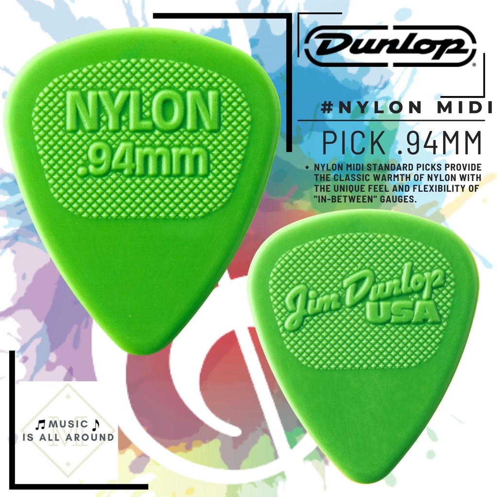 ปิ๊คกีตาร์ Jim Dunlop รุ่น 443R .94 Nylon หนา 0.94 mm สีเขียว | Shopee  Thailand