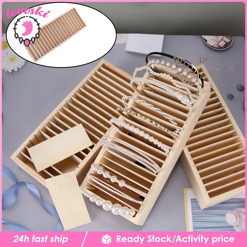 Wood Headband Holder Scrunchie Necklaces Display Organizer Rack Women Girls