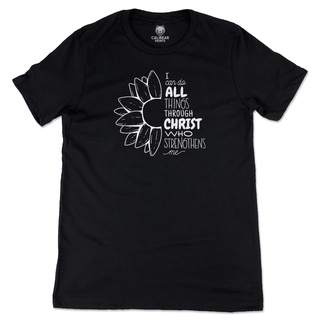 เสื้อยืดผ้าฝ้ายพิมพ์ลายขายดี เสื้อยืด พิมพ์ลาย I Can Do All Things Christ Who Strengthens Me Inspirational สําหรับผู้ชาย