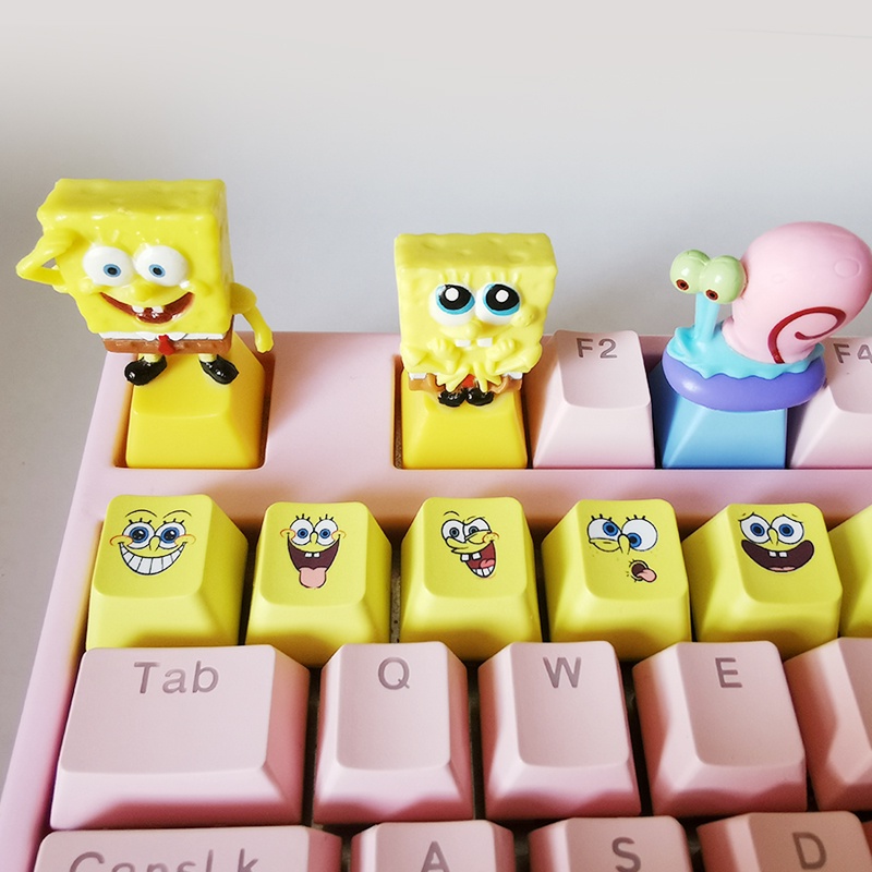ปุ่มกด Spongebob PBT OEM R4 สีเหลือง สําหรับคีย์บอร์ด Mechanical ESC F1-F12