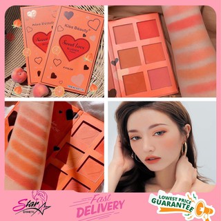 6 สีใน 1 พาเลต Kiss Beauty sweet love blusher palette