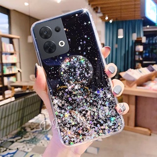 เคสโทรศัพท์มือถือแบบนิ่ม OPPO Reno 8 7 6 8Pro 7Z 7Pro 6 6Z Z Pro Find X5 Pro 5G 4G TPU Soft Phone Case With Stand Holder Back Cover Bling Glitter Star Transparent Smartphone Casing Reno8 Reno7 Reno6