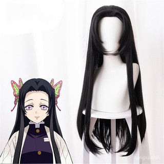 อนิเมะครับ Demon Slayer Kimetsu no Yaiba Kochou Kanae kanao Shinobu cosplay ชุดคอสเพลย์ วิกผมยาวตรงวิกผมชุดคอ