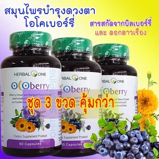 (ชุด3ขวด) Herbal One Ocoberry โอโคเบอร์รี่ บำรุงดวงตา (ขวดละ60แคปซูล) ของบริษัทอ้วยอันโอสถ