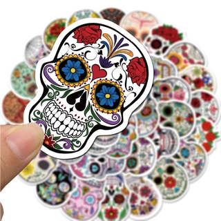 พร้อมส่ง หัวกะโหลก Skull สติกเกอร์ กันน้ำ รูปแบบที่แตกต่างกัน  สเก็ตบอร์ด 50 ชิ้น sticker skate board halloween