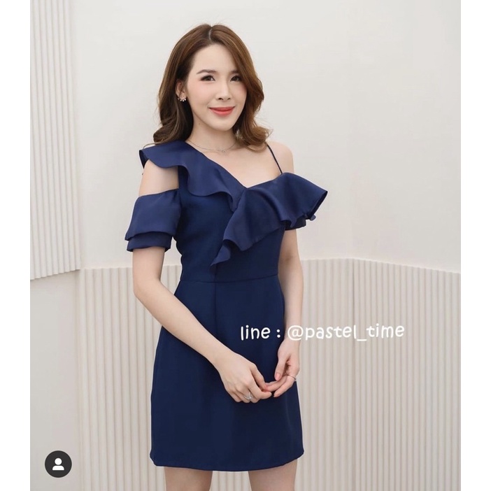 เดรสออกงาน สีกรม ร้าน pastel time