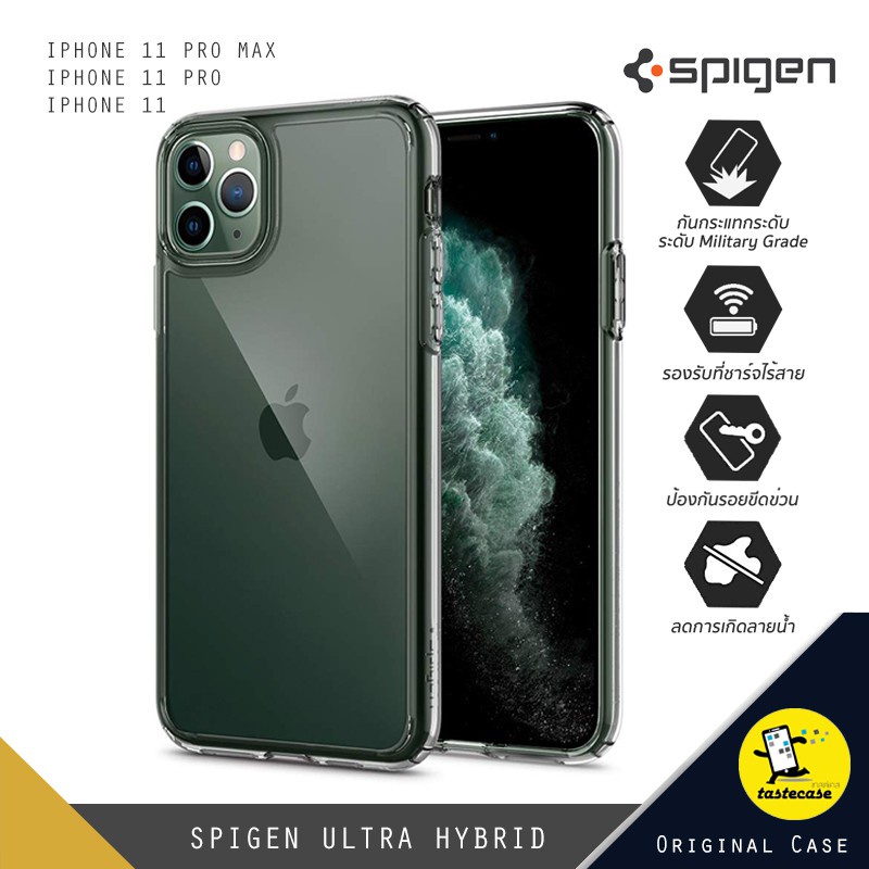 xy SPIGEN Ultra Hybrid เคสกันกระแทกสำหรับ iPhone 11 Pro Max, 11 Pro, iPhone 11, XS Max, XR และ iPhone XS/X สีใส
