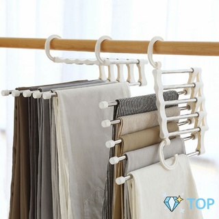 สแตนเลส ที่แขวนกางเกง  ที่เก็บของในตู้เสื้อผ้า มินิมอล ไม้แขวน Foldable stretch pants rack