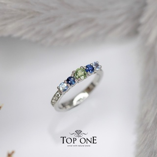 Top1Jewelry แหวนเงินแท้925 พลอย Green Sapphire Blue Sapphire แท้