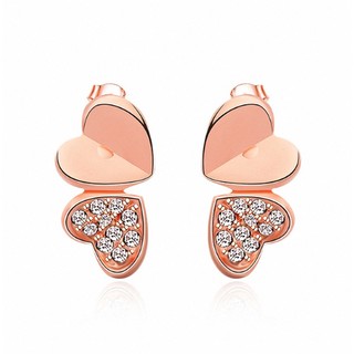 ROXI ต่างหูเอาหัวใจสองดวงมาติด 24K Rose gold plated